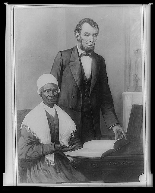A. Lincoln showing Sojourner Truth the Bible presented by...