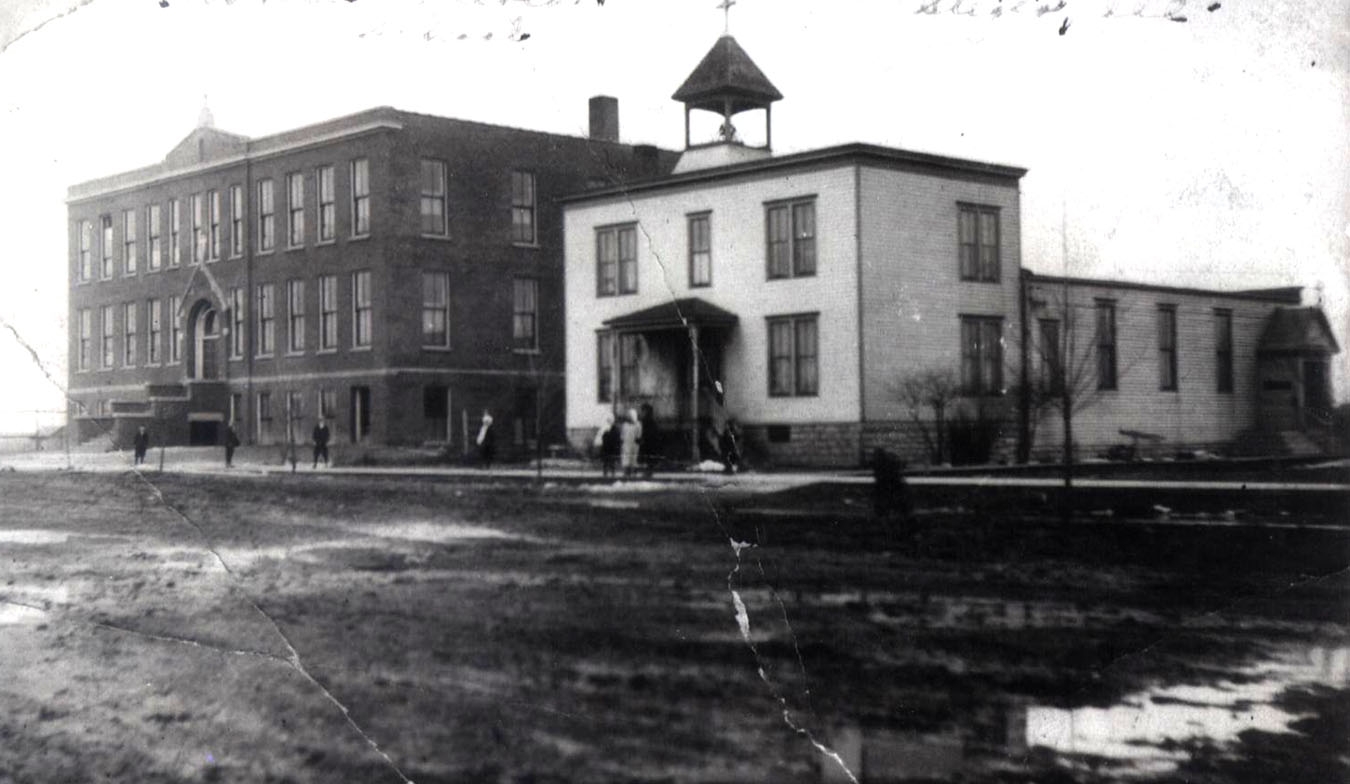 St Liborius Church & School, Illinois c1906