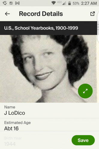 Joanne LoDico Carter taken in 1960 Sharon High School Yearbook - she was an undergraduate student at that time