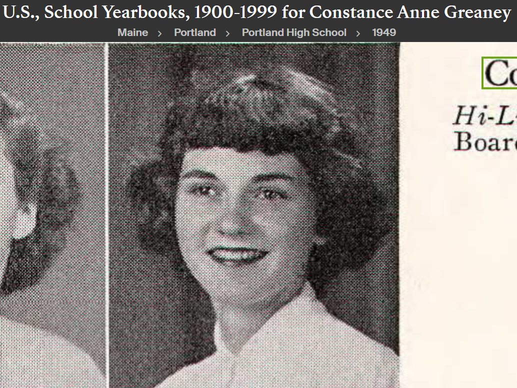 Constance Ann Greaney-Kilroy--U.S., School Yearbooks, 1900-1999(1949) senior 1