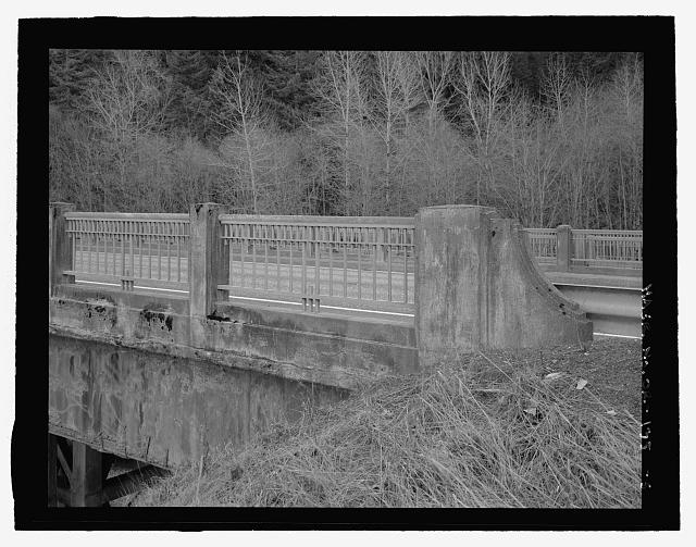 Detail view of railing - McCord Creek Bridge, Spanning...