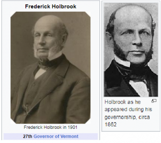 Frederick Holbrook    1813  - 1909   Connecticut - Vermont