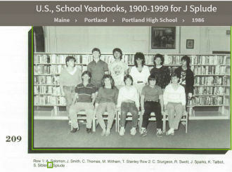 Jane Christine Splude --U.S., School Yearbooks, 1900-1999(1986)