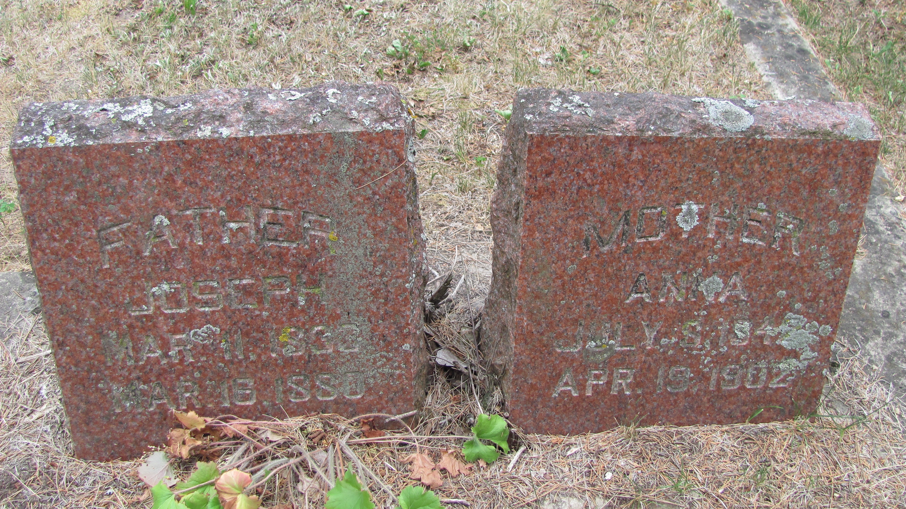 Joseph & Anna (Kolman) Komers Grave, WI