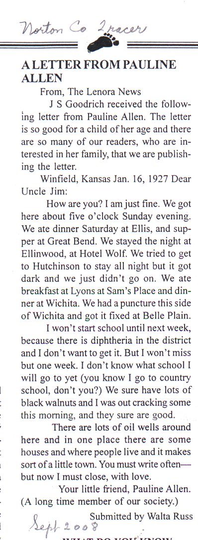 1927 letter reprinted 2008 in "Tracer"