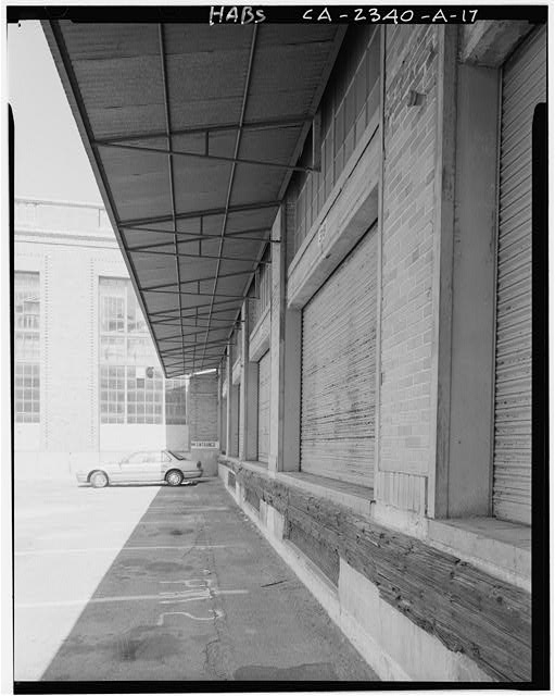 Detail of metal canopy on south elevation of loading...