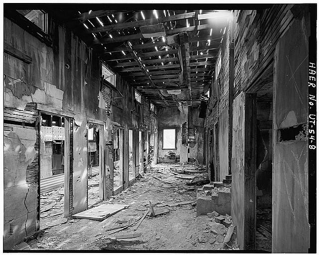 8. INTERIOR VIEW OF BATHHOUSE SHOWING MAIN HALLWAY,...