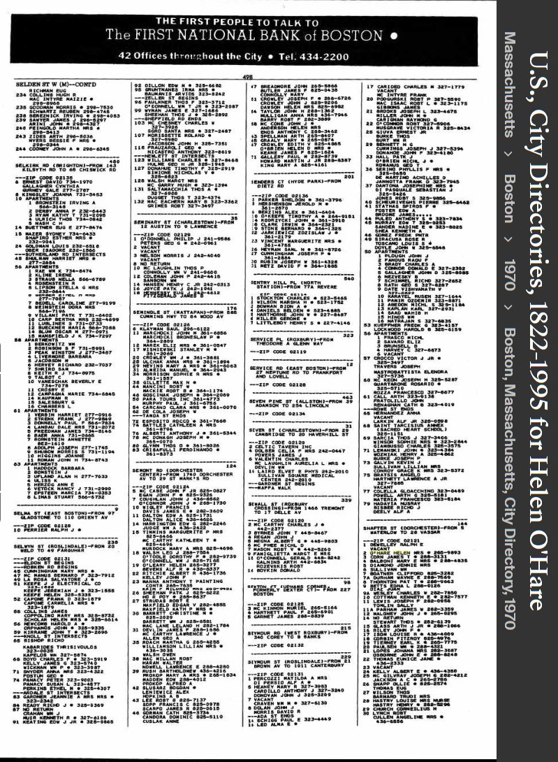 Helen "Nellie" (Supple) Hehir --U.S., City Directories, 1822-1995(1970)