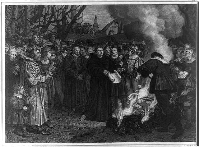Luther verbrennt die päpstliche Bulle und das canonishe...