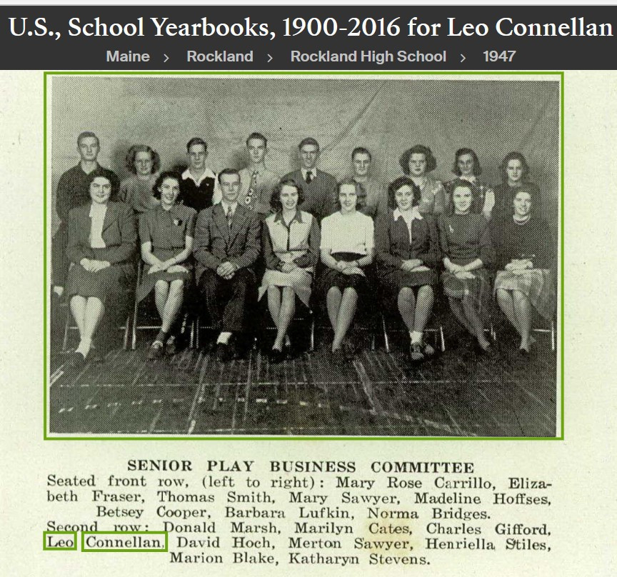 Leo Richard Connellan--U.S., School Yearbooks, 1900-1999(1947)Senior Play Business Committee