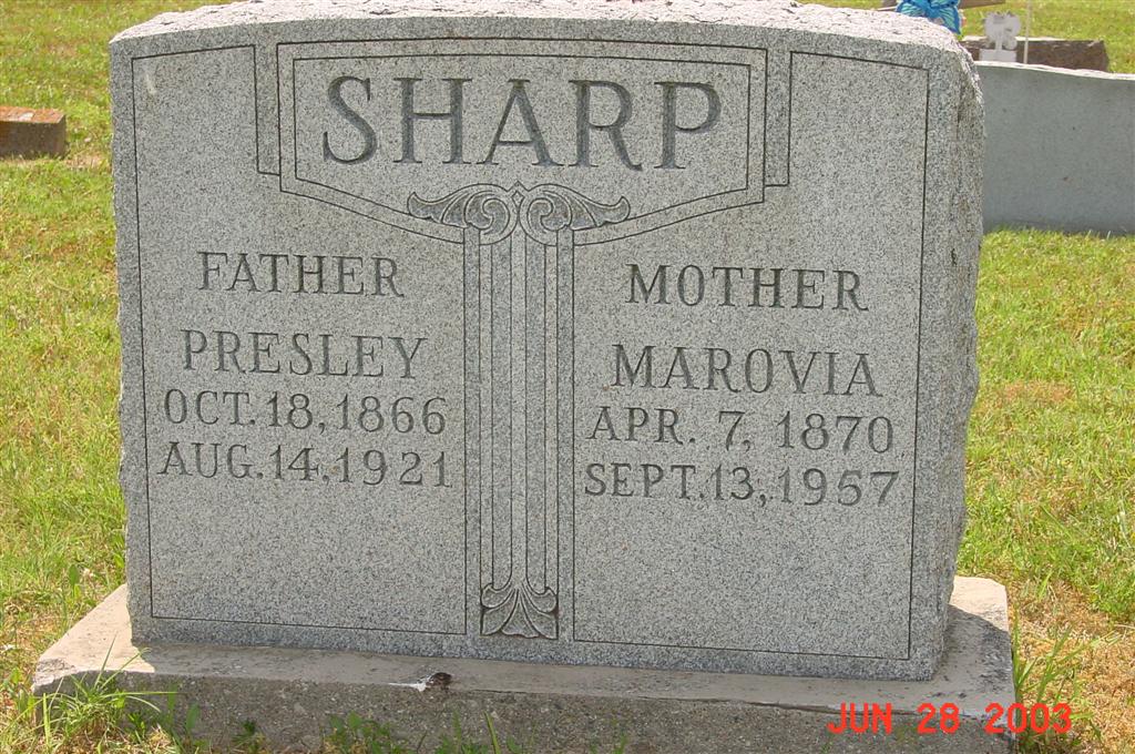 Gravesite of Presley & Marovia Sharp