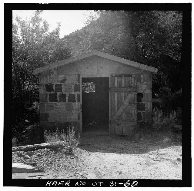 61. VIEW OF THE WEST AND SOUTH ELEVATIONS OF THE DYNAMITE...