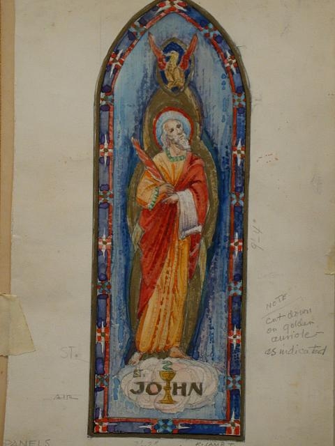 [Design drawing for mural with St. John]