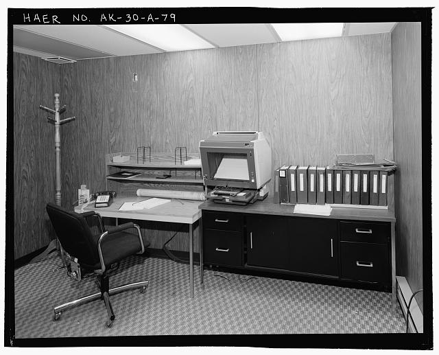 79. View of interior of room 114, supervisor's office,...