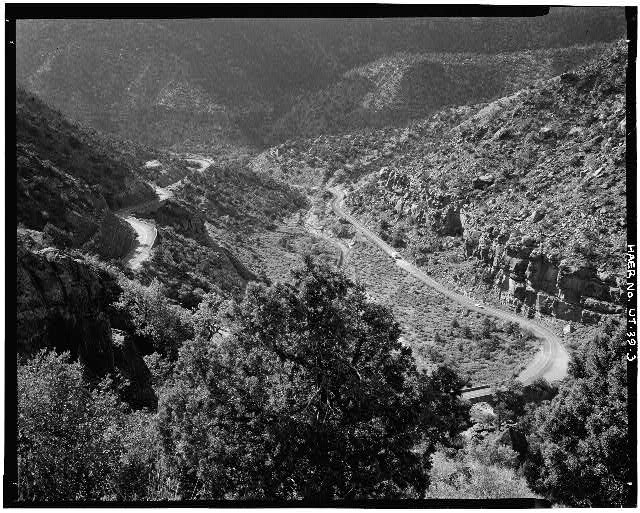 3. OVERALL VIEW OF HIGHWAY WITH PINE CREEK BRIDGE IN...
