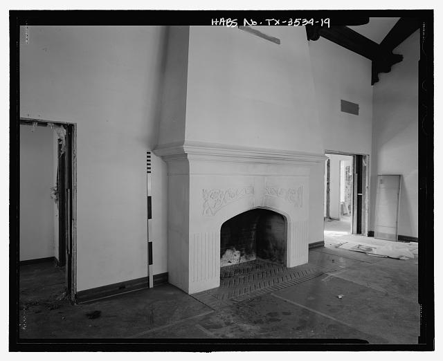 Detail view of fireplace - Reed Hall, 3200 Bowman Avenue,...