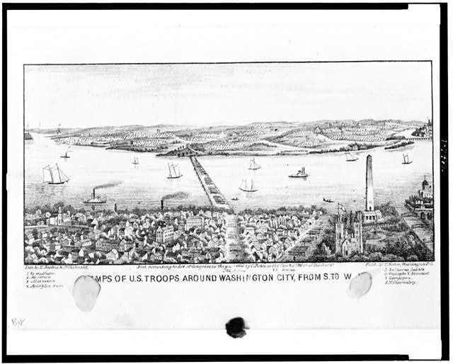 Camps of U.S. troops around Washington City, from S. to...