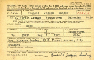 Russell J Saadey - World War 2 Registration Card