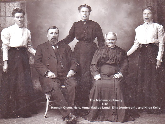 MARTENSON Family: ANDERSON- OLSON-LUND-KELLY Families