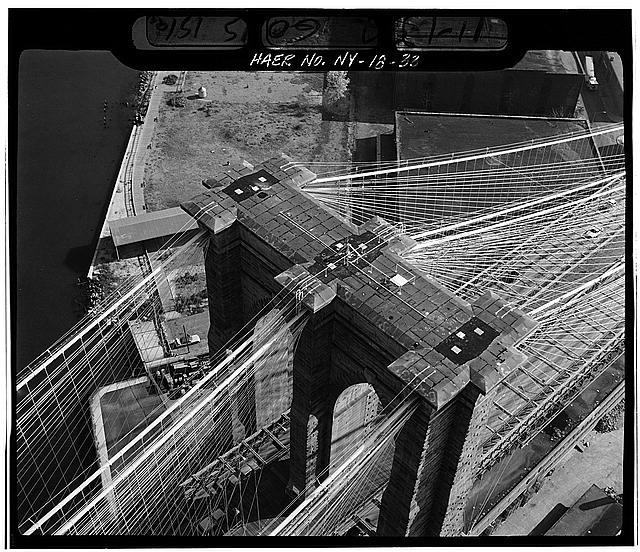33. Aerial view looking SE at top of Brooklyn Tower. Jet...