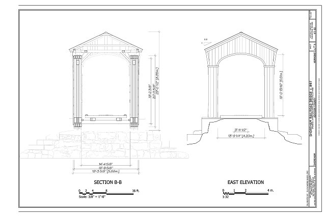 Section B-B; East Elevation - Shoreham Railroad Bridge,...