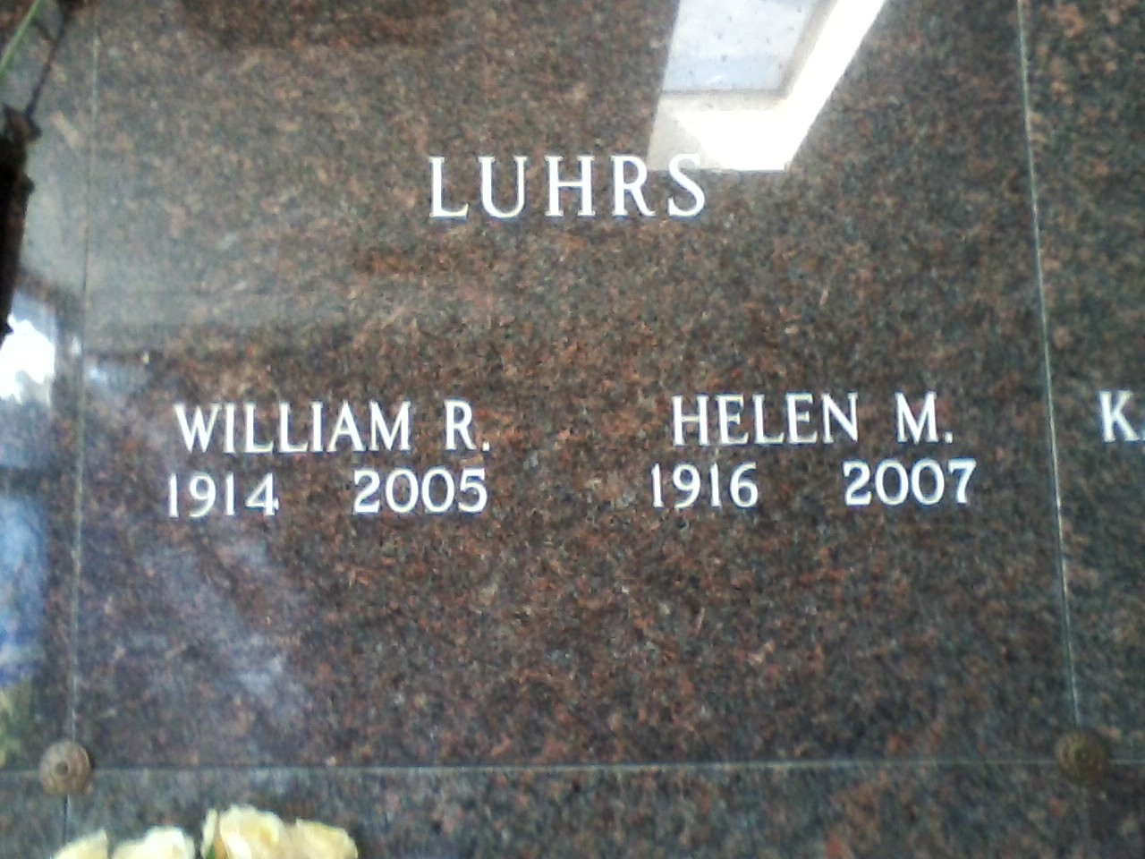 Helen Hargreaves/ Luhrs & husband William Luhrs Gravestone 