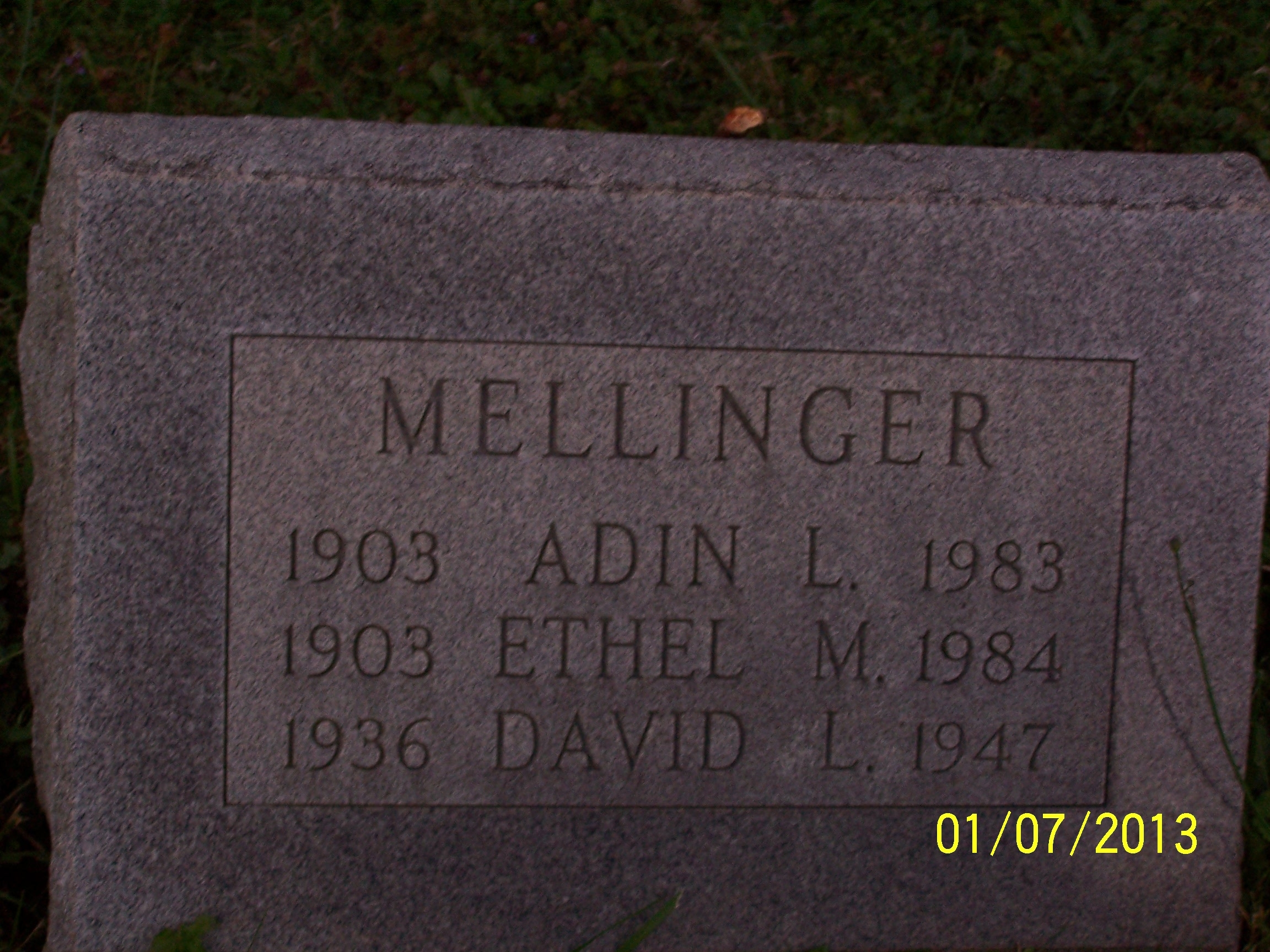 Adin, Ethel, & David Mellinger gravesite