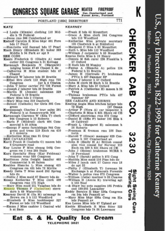 Katherine Agnes “Katie” (Brogan) Keaney -- U.S., City Directories, 1822-1995(1924)