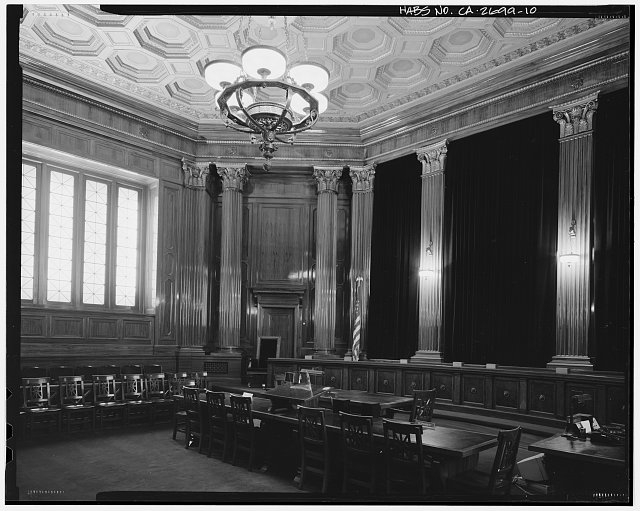 Supreme Court Room (room 129), looking southeast (bearing...
