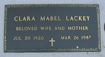 Clara Mabel Lackey Grave Marker
