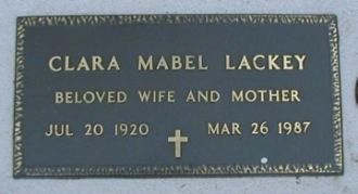 Clara Mabel Lackey Grave Marker