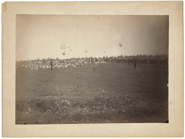 [Party of exiles, hard labor convicts, resting on road...