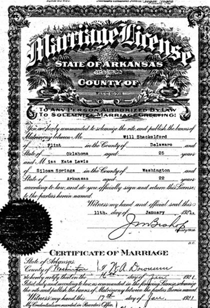 Shackelford Marriage Certificate