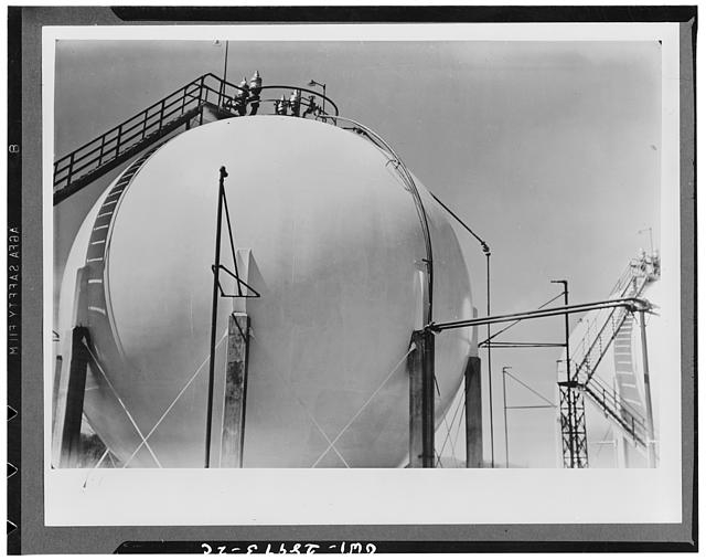 Storing butadiene. Butadiene storage tanks at the...