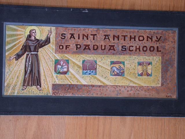 [Design drawing for mural showing Saint Anthony in habit...