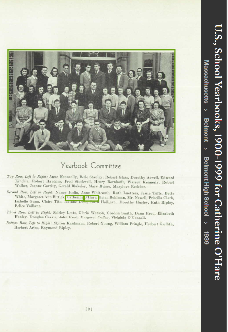Catherine Dorothy (O'Hare) Lind-U.S., School Yearbooks, 1900-1999(1939)
