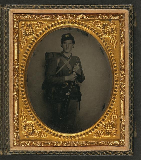 [Unidentified soldier in Union uniform with musket,...