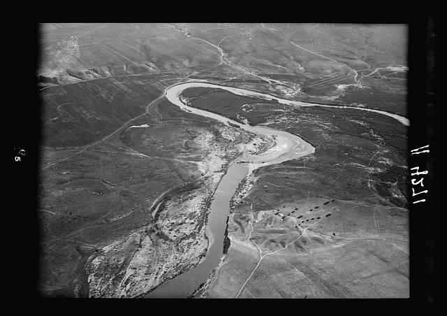 Air views of Palestine. Flying south over the Jordan...