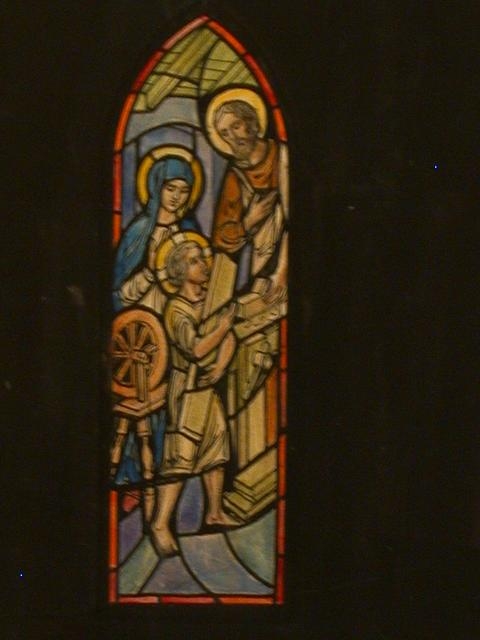 [Design drawing for stained glass window showing Holy...