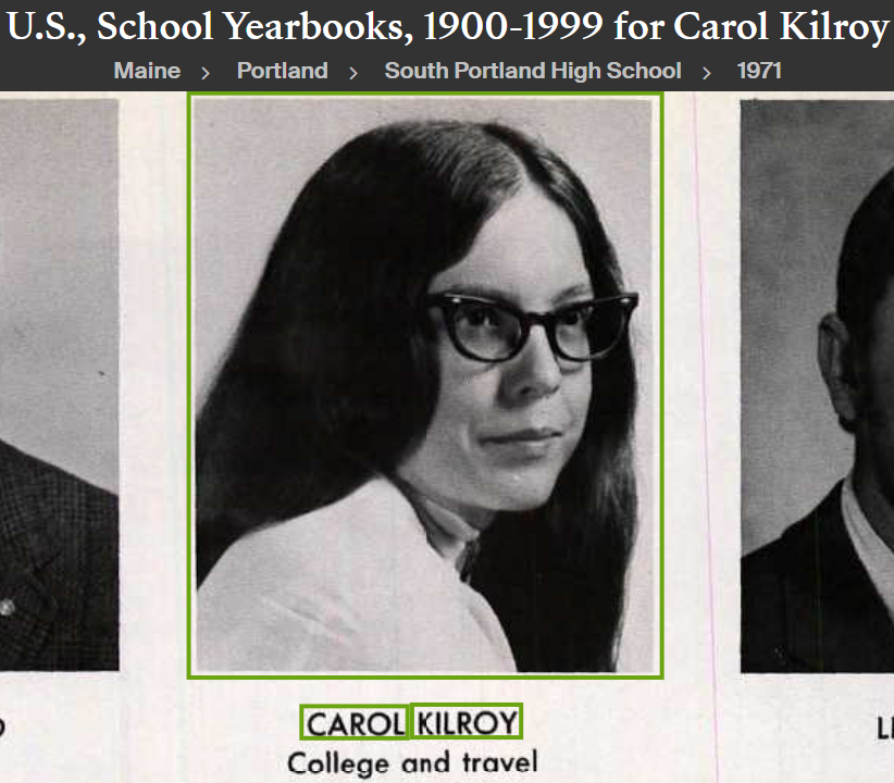Carol Ann Kilroy--U.S., School Yearbooks, 1900-1999(1971)