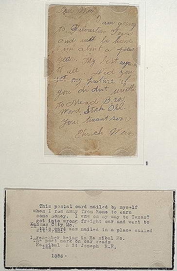 Postcard from Houdini to his mother