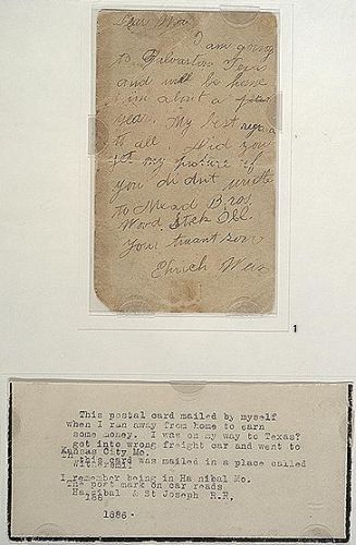 Postcard from Houdini to his mother