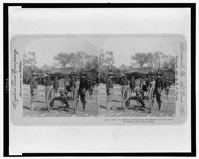9th U.S. Infantry Gattling gun detachment in court of the...