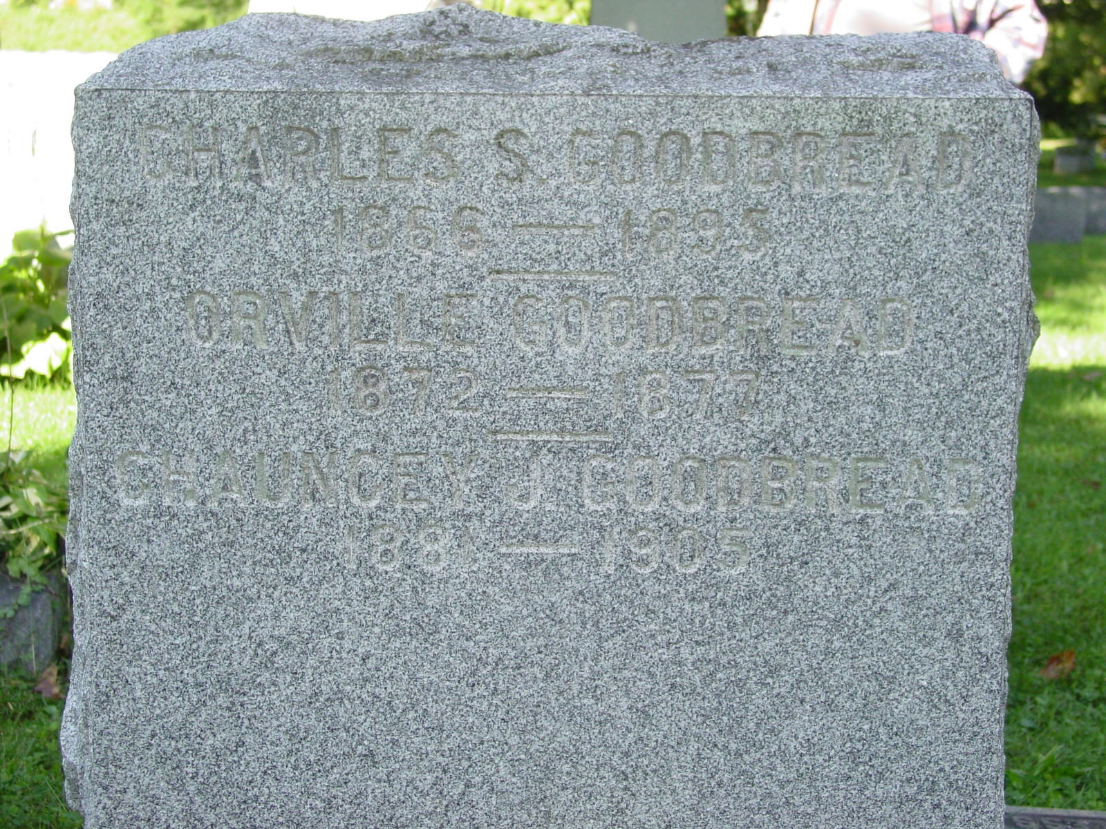 Charles S & Chauncey J. Goodbread gravesite