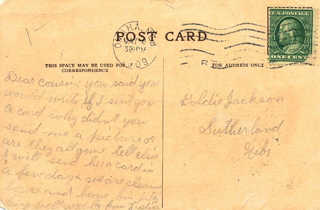 Postcard to Goldie Jackson, 1909