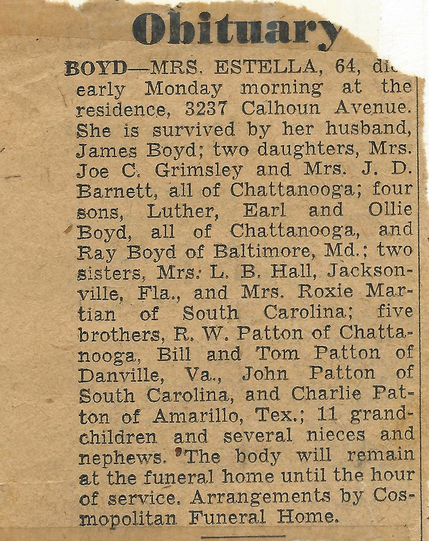 Estella Boyd Obituary