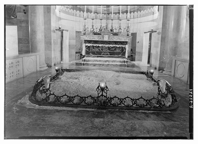 Gethsemane Basilica, Int, the Rock of Agony surrounded by...