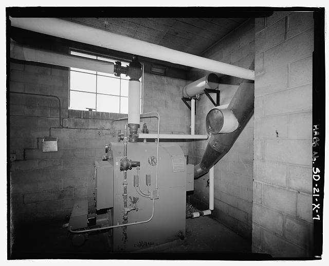 7. Interior view of machine room; showing machinery and...