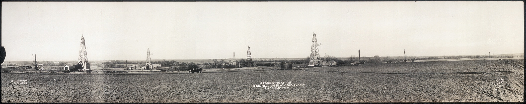 A panorama of the Hoy oil field on Black Bear Creek near...