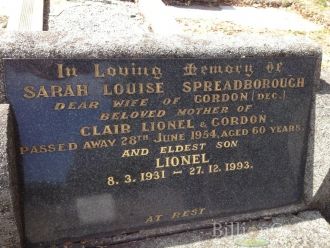 Lionel and Sarah Spreadborough Gravesite